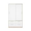 Armario 2 Puertas Corred +4 Cajones - 204x120x60 - Natural/blanco