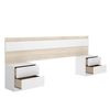 Niza - Cabezal + 2 Mesitas De 2 Cajones - 96x248x34,2 - Natural/blanco