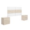 Astra - Cabezal + 2 Mesitas De 2 Cajones - 121,8x258,8x34,2 - Blanco/natural