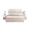 Astra - Cabezal + 2 Mesitas De 2 Cajones+ Aro Cama 135/140x190 - 121,8x258,8x195,4 - Blanco/natural