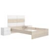 Astra - Cabezal + 2 Mesitas De 2 Cajones+ Aro Cama 135/140x190 - 121,8x258,8x195,4 - Blanco/natural