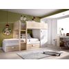 Cama Tren Juvenil Para 2 Niños - Move - 150x255x112 - Natural / Blanco