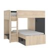 Cama Tren Juvenil Para 2 Niños - Move - 150x255x112 - Natural / Grafito