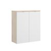 Armario Bajo De Escritorio 2 Puertas - Rox - 96x79x40 - Natural / Blanco Brillo