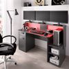 Mesa Escritorio Gaming Con Luces Led - Fosk - 85-98x154x62-69 - Grafito