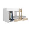 Cama Tren Con Armario Y 2 Cajones - Groe - 150x271x11 - Artic / Natural