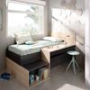 Cama Compacta Con Escritorio - Mak - 111x136x195 - Natural / Grafito