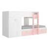 Cama Tren Con Armario Y 2 Cajones - Groe - 150x271x11 - Artic / Rosa