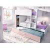 Tom - Cama Tren 3 Camas Tom - 150x244x112 - Blanco / Rosa