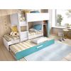 Tom - Cama Tren 3 Camas Tom - 150x244x112 - Blanco / Esmeralda