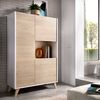 Aparador Modulo Alto 3 Puertas - Ness - 135x81x43 - Blanco / Natural