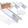 Pack X4 Perfil Aluminio De 1 Metro, Para Empotrar Tira Led, Difusor Para Luz Led Con Tapa Translúcida Redondeada (incluye Tapas Finales)