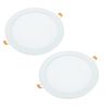 2x Downlight Led 18w Redondo, Plano De Empotrar Aro De Aluminio  Blanco Mate, Luz Blanca Fría 6000k, Hueco De 200-205mm