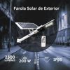 Farola Led 200w Solar Exterior Ip65 Panel Orientable 25w 200 Leds 2500 Lúmenes, 6000k Blanco Frío Batería Ion-litio