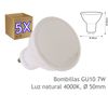 Pack De 5 Bombillas Led Gu10 De 7w (equivalente A 50w), Color Blanco Natural 4200k, 650 Lúmenes