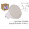 Pack De 5 Bombillas Led Gu10 De 7w (equivalente A 50w), Color Blanco Cálido 3000k, 650 Lúmenes