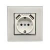 Enchufe Schuko 16a Con 2 Usb 5v 2.1a Con Marco Cristal Templado Blanco