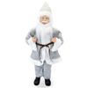 144201 Papá Noel Vestido Gris Decoración Navideña 50h Cm Con Mini Luces