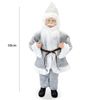 144201 Papá Noel Vestido Gris Decoración Navideña 50h Cm Con Mini Luces