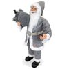 144205 Papá Noel Vestido Gris Decoración Navideña 50hcm Música Y Luces