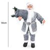 144205 Papá Noel Vestido Gris Decoración Navideña 50hcm Música Y Luces