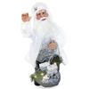 144225 Papá Noel Vestido Blanco Y Plata De Terciopelo 80h Cm Con Luces Y Sonidos