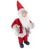 144191 Papá Noel Vestido Rojo Y Gris Decoración Navideña 40h Cm Con Mini Luces