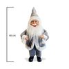 144193 Papá Noel Vestido Gris Decoración Navideña 40h Cm Con Miniluciérnagas