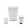 304636 Set 3pcs Accesorios De Baño En Ratán Cesto Para La Ropa Y Escobillero