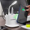 Cargador Inalámbrico Con Soporte-organizador Y Lámpara Led Usb 5 En 1 Desking