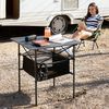 Mesa De Camping Plegable Con Cesta Y Funda Poliéster 70 X 70 Cm - Innovagoods. Negro