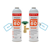 Pack 2 Envases (+ Válvula) Gas Refrigerante Orgánico Ecológico Minus 50.mirar Tablas De Presiones Para Su Regulación Y Ficha De Seguridad