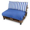 Cojín Para Palets Toldotex Azul Set: Asiento 120x80x20 (liso) + Respaldo 120x45x25 (rayado)