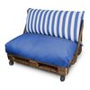 Cojín Para Palets Toldotex Azul Set: Asiento 120x80x20 (liso) + Respaldo 120x45x25 (rayado)