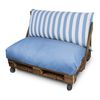 Cojín Para Palets Toldotex Azul Cielo Set: Asiento 120x80x20 (liso) + Respaldo 120x45x25 (rayado)