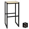 Pack De 2 Taburetes Altos Icub 36x32x75cm Negro En Madera Maciza De Pino Acabado Natural Estilo Nórdico Industrial Box Furniture