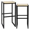 Pack De 2 Taburetes Altos Icub 36x32x75cm Negro En Madera Maciza De Pino Acabado Natural Estilo Nórdico Industrial Box Furniture