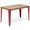 Mesa Lunds Estudio 140x60x75cm Rojo En Madera Maciza De Pino Acabado Vintage Estilo Industrial Box Furniture