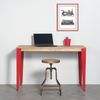 Mesa Lunds Estudio 120x80x75cm Rojo En Madera Maciza De Pino Acabado Vintage Estilo Industrial Box Furniture