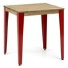 Mesa Lunds Cuadrada 59x59x75cm Roja En Madera Maciza De Pino Acabado Vintage Estilo Industrial Box Furniture