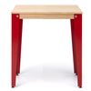 Mesa Lunds Cuadrada 59x59x75cm Roja En Madera Maciza De Pino Acabado Natural Estilo Nórdico Industrial Box Furniture