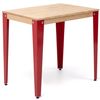 Mesa Lunds Cuadrada 59x59x75cm Roja En Madera Maciza De Pino Acabado Natural Estilo Nórdico Industrial Box Furniture