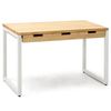 Mesa De Estudio Icub Strong Eco 3 Compartimentos 120x60x73cm Blanco En Madera Maciza De Pino Acabado Natural Estilo Nórdico Industrial Box Furniture