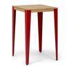 Mesa Lunds Alta 59x59x110cm Rojo En Madera Maciza De Pino Acabado Natural Estilo Nórdico Industrial Box Furniture