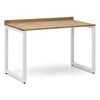 Mesa Escritorio Eco-line Con Bandeja Inferior Oculta De Acero Blanca 118x60x75cm, Tablero En Madera Maciza De Pino Acabado Envejecido Estilo Industrial Box Furniture.