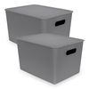 Tatay Baobab - Set De 2 Cajas Organizadoras 22l Con Tapa En Plástico Pp05. Gris Antracita