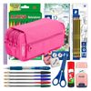 Colepack23 - Estuche Triple De 3 Cremalleras Con Material Escolar Incluido. Fucsia