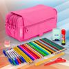 Colepack23 - Estuche Triple De 3 Cremalleras Con Material Escolar Incluido. Fucsia