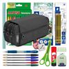 Colepack23 - Estuche Triple De 3 Cremalleras Con Material Escolar Incluido. Negro