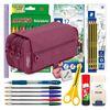 Colepack23 - Estuche Triple De 3 Cremalleras Con Material Escolar Incluido. Morado